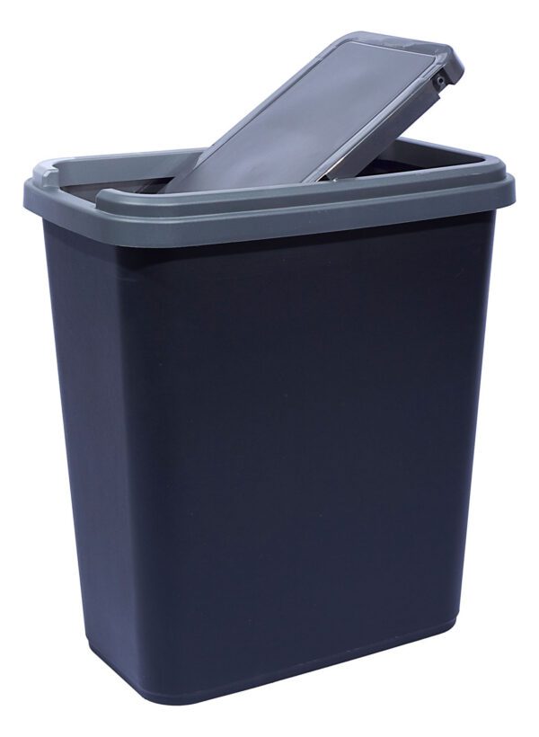 25L New Square Swing Bin Black