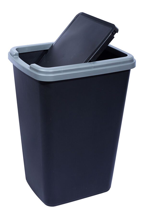 45L New Square Swing Bin Black